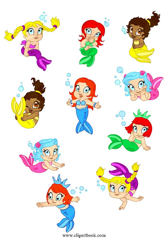 Le sweet mermaidsfree vector. Baby clipart mermaid