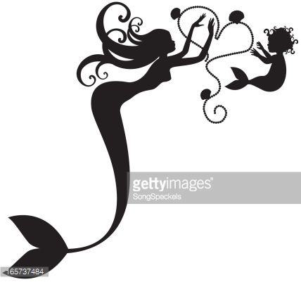 Baby clipart mermaid. Mommy and silhouettes playing