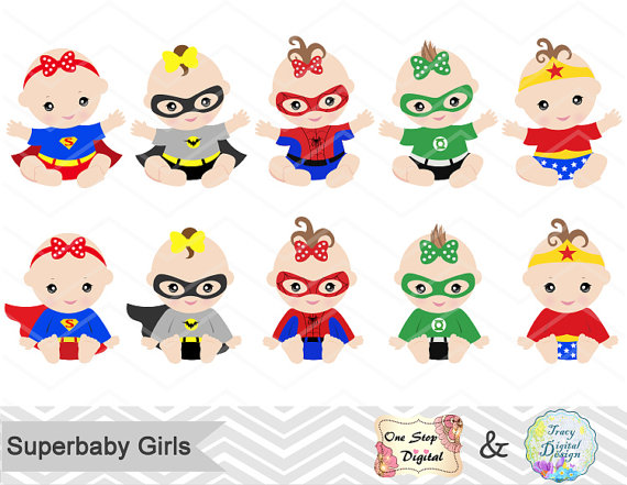 Baby clipart superhero. Digital girls clip 