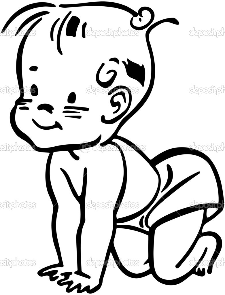 Baby clipart black and white. Image of pluss clip