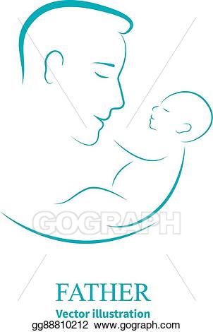 Father clipart baby drawing. Vector illustration logo dad