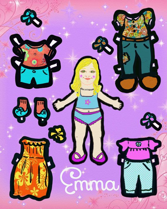 Emma paper doll digital. Babysitting clipart cousins