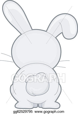 Vector rabbit view illustration. Back clipart bunny