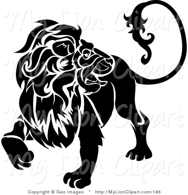 Back clipart lion. Of a black and