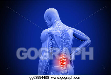 Back clipart low back pain. Stock illustration digital blue