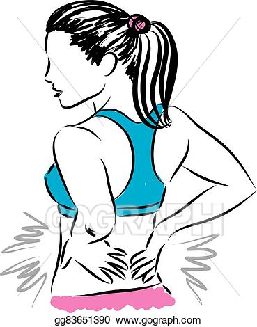 Back clipart muscle pain. Vector illustration woman stock