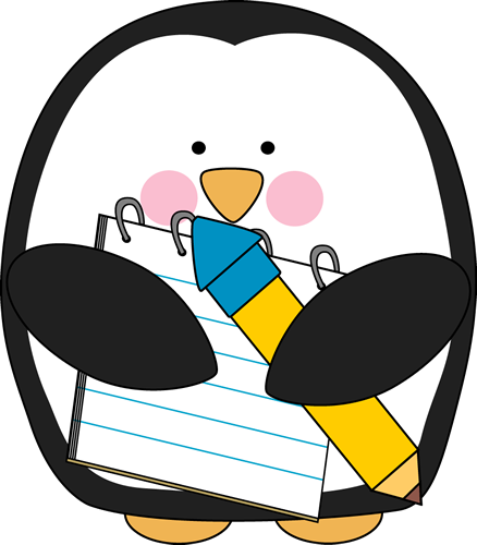 Penguin with a notepad. Clipart penquin pencil