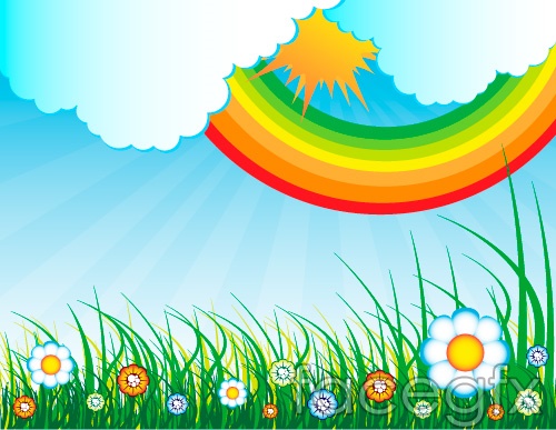 Background clipart garden. Beautiful with rainbow station