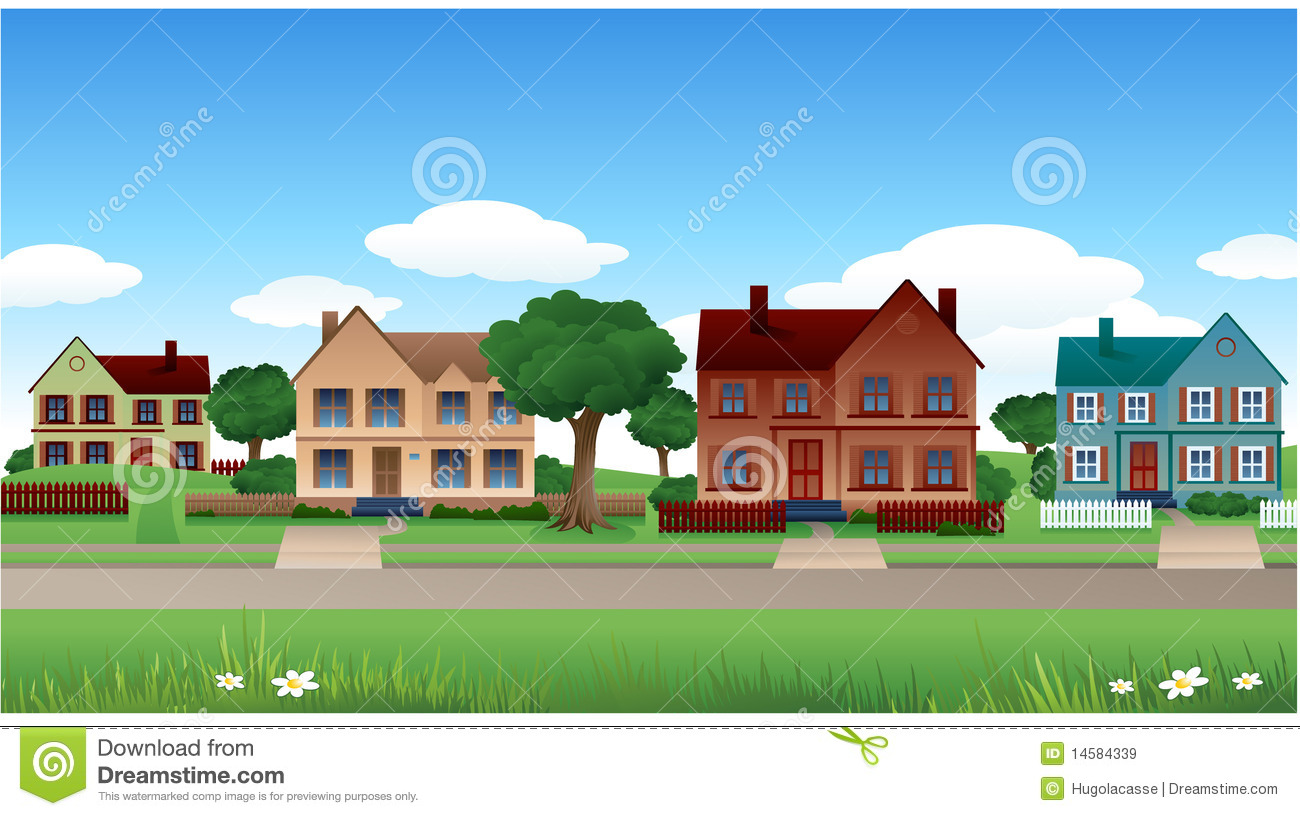 Suburb panda free images. Background clipart house