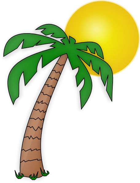 Palm tree clip art. Beach clipart transparent background