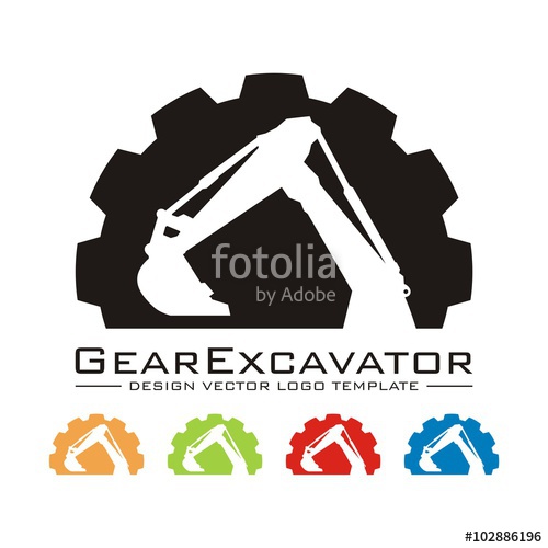 Backhoe clipart vector. Excavator design logo circle