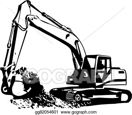 Backhoe clipart vector. Excavator illustration gg 