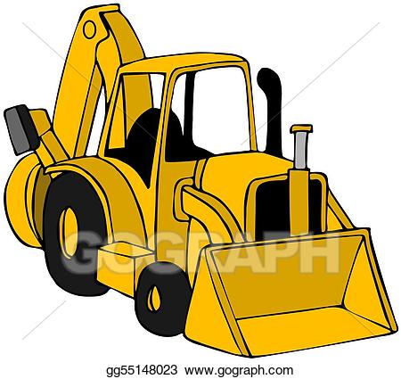 Stock illustration drawing gg. Backhoe clipart yellow