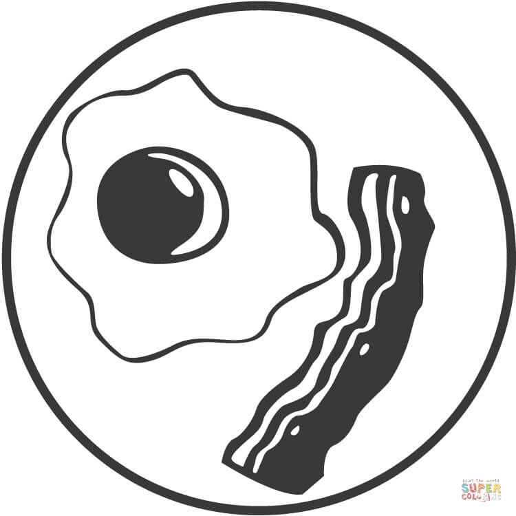 Bacon clipart black and white. Eggs coloring page free