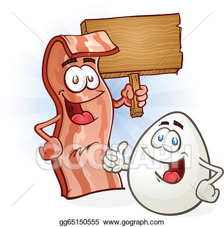 Vector stock and egg. Bacon clipart character