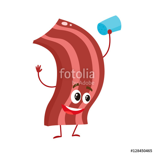 Funny roasted fried grilled. Bacon clipart character