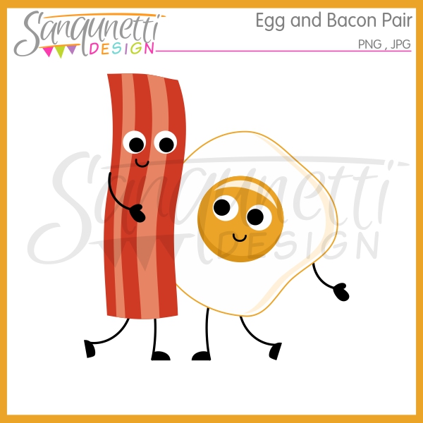 And egg couple . Bacon clipart character