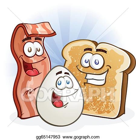 Bacon clipart character. Eps illustration egg and