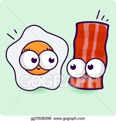 Vector egg and characters. Bacon clipart clip art