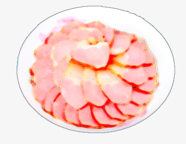 Hand painted platter chinese. Bacon clipart pink food