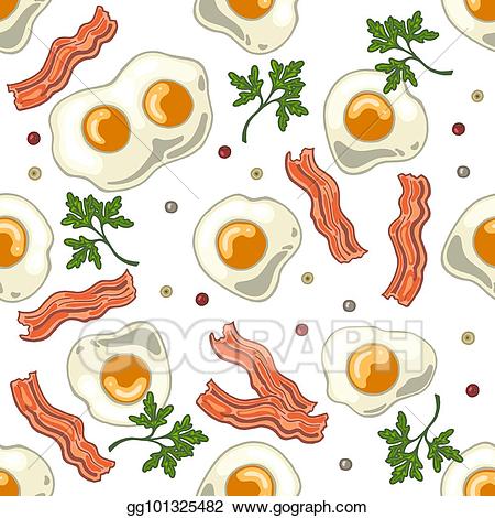 Bacon clipart protein. Vector stock seamless pattern