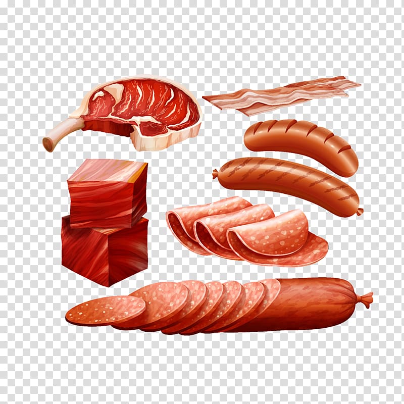 Bacon clipart sliced. Ham salami meat and