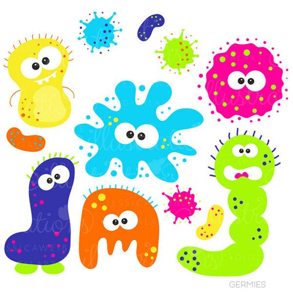 Germies cute digital commercial. Bacteria clipart biology
