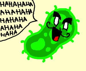 Laughing drawing by cromasins. Bacteria clipart evil
