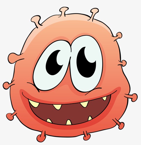 Bacterial cartoon virus microorganism. Bacteria clipart happy