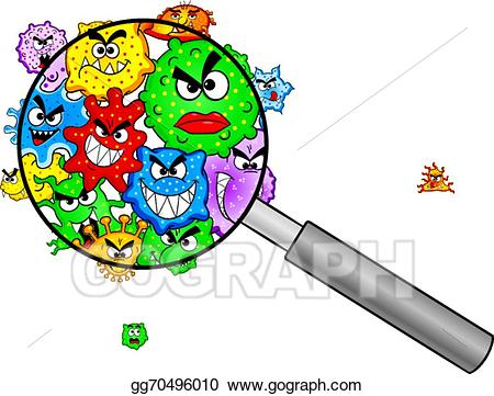 Bacteria clipart magnifying glass. Vector under a 