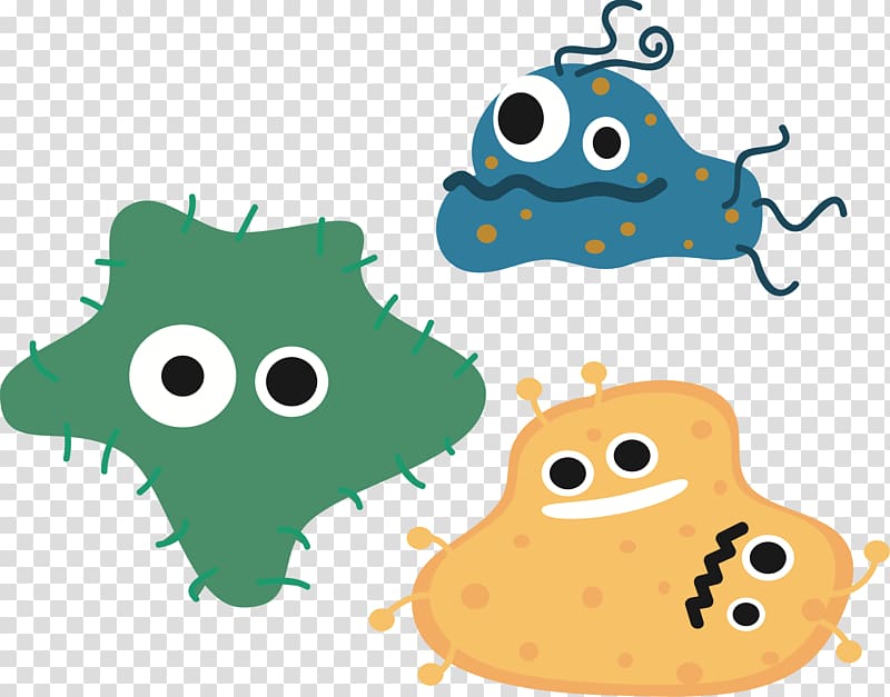 Three multicolored germs illustration. Bacteria clipart microorganism