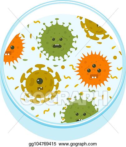 Bacteria clipart petri dish. Eps illustration with cartoon