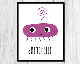 Bacteria clipart salmonella. Etsy art print digital