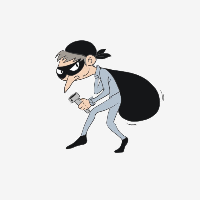 Criminal clipart theif. Hand painted thief prisoner