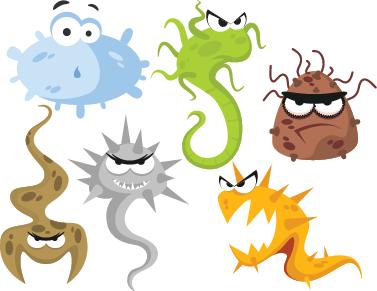Bad clipart microbe. Microbiology in our daily