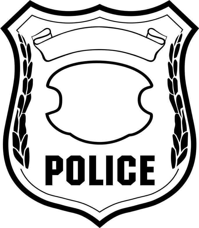 Badge clipart black and white. Police letters images free