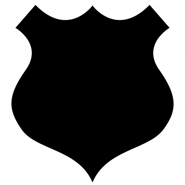 Police badge black and. Clipart shield public domain