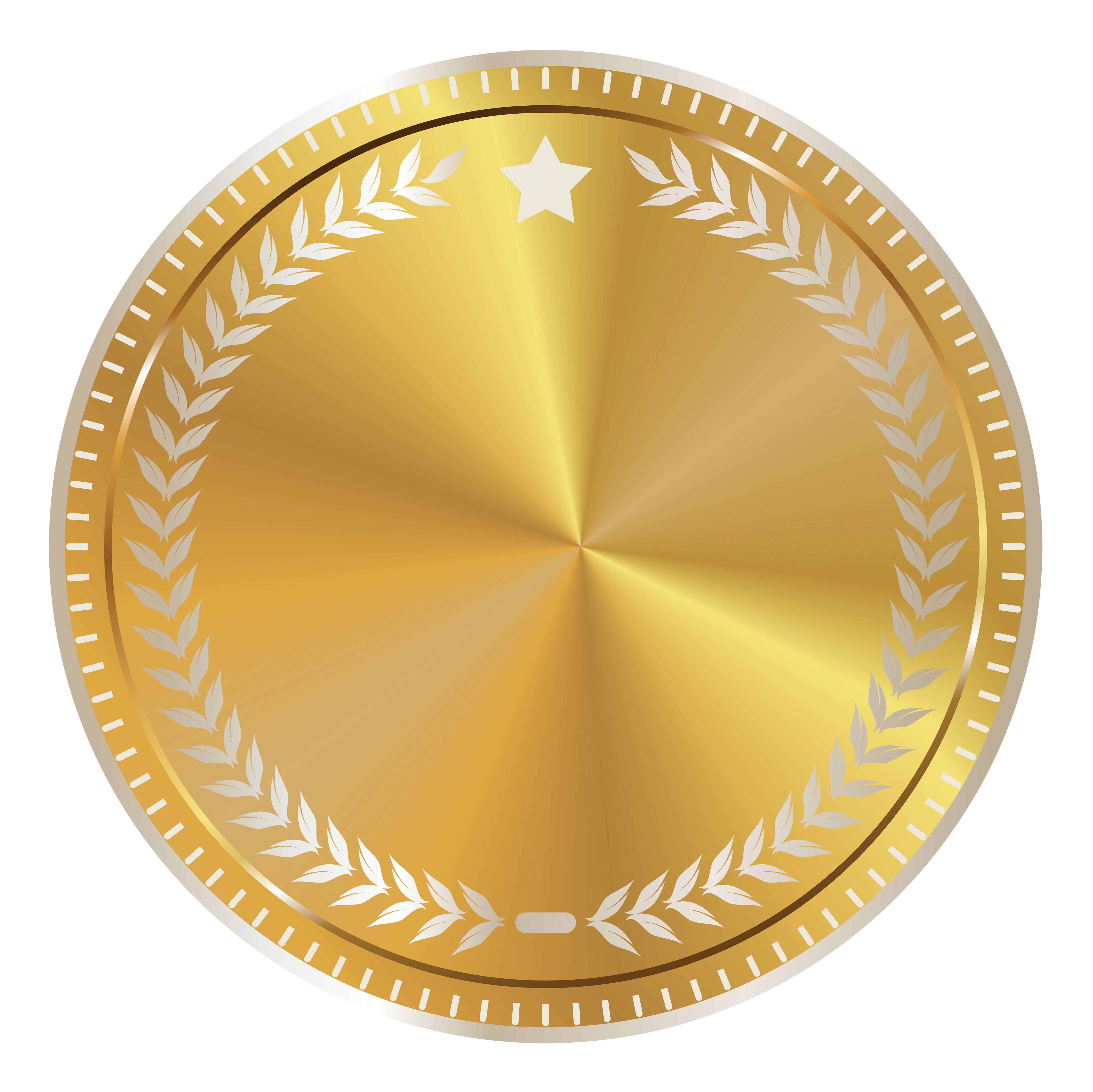 Gold seal with decoration. Badge clipart transparent background