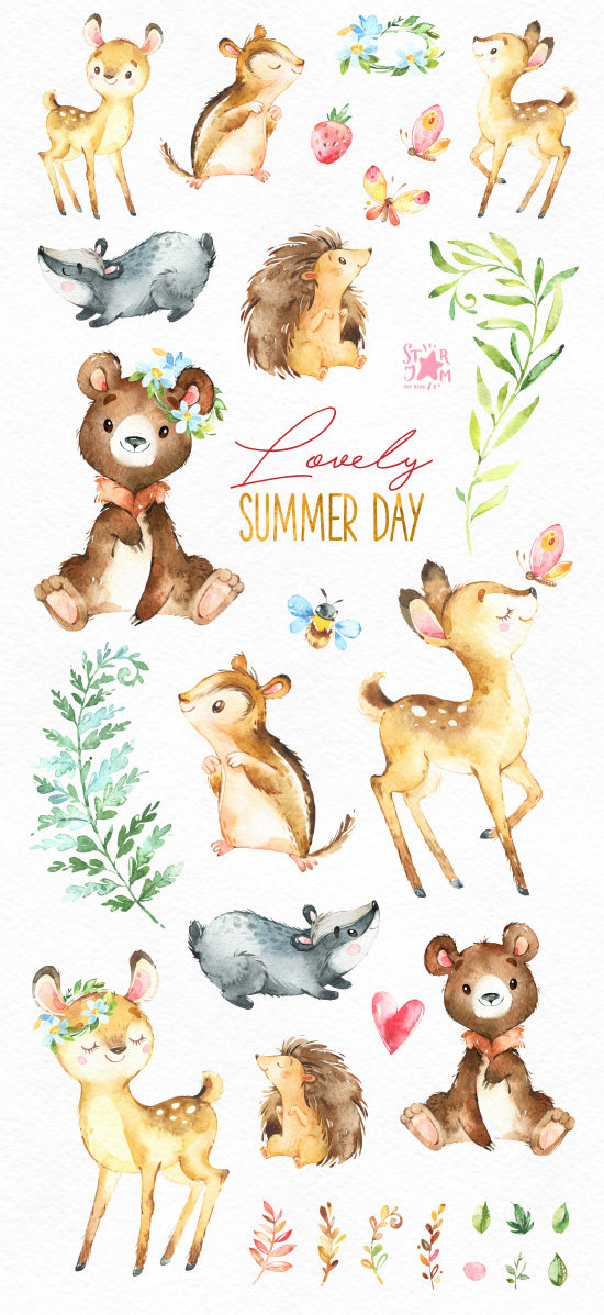 Badger clipart animal character. Lovely summer day forest