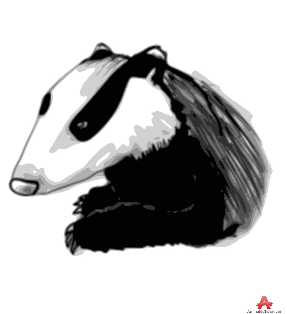 badger clipart black and white
