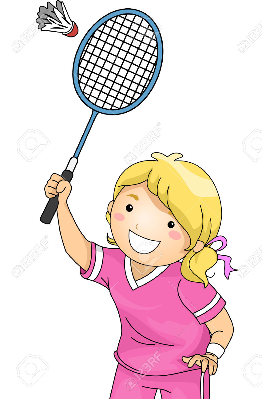 Badminton clipart boy. Playing girl station 
