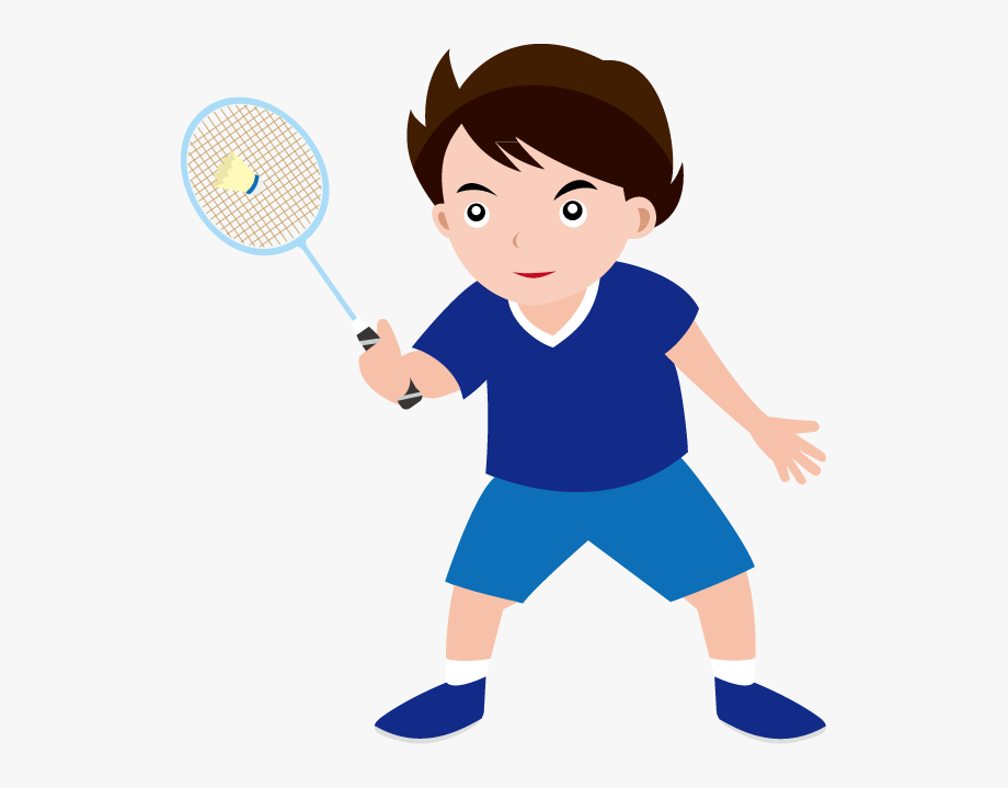 Sport racket shuttlecock clip. Badminton clipart boy