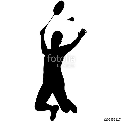 Man silhouette male . Badminton clipart boy