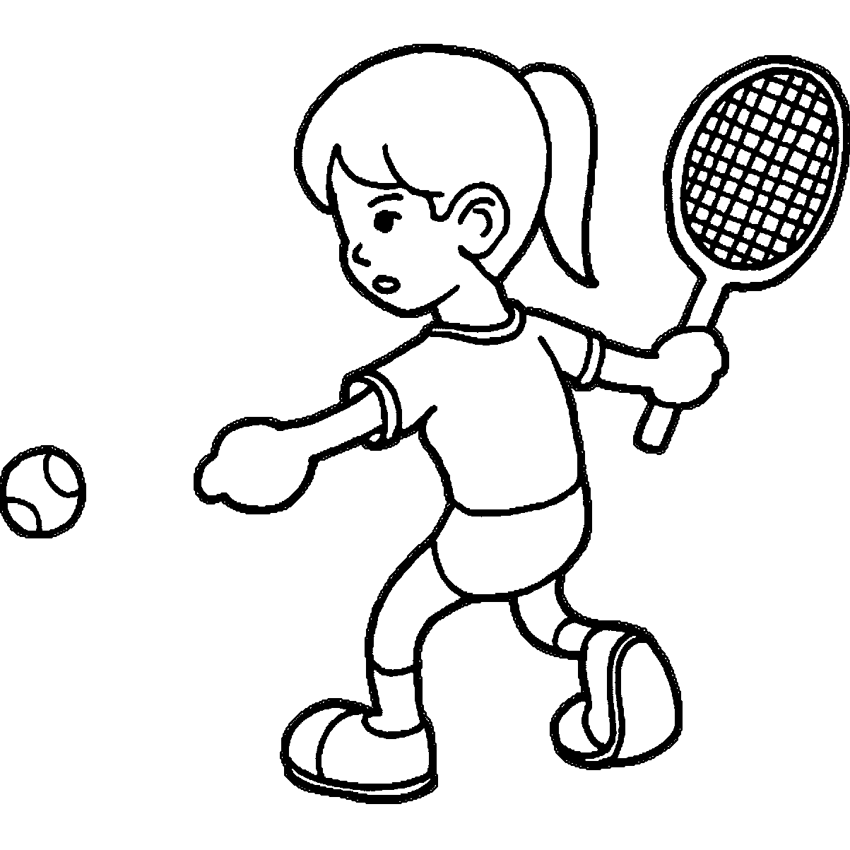 Badminton clipart colouring page. Playing tennis coloring pages