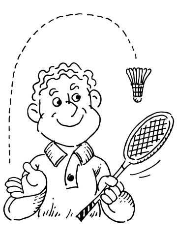 Badminton clipart colouring page. Player coloring free printable