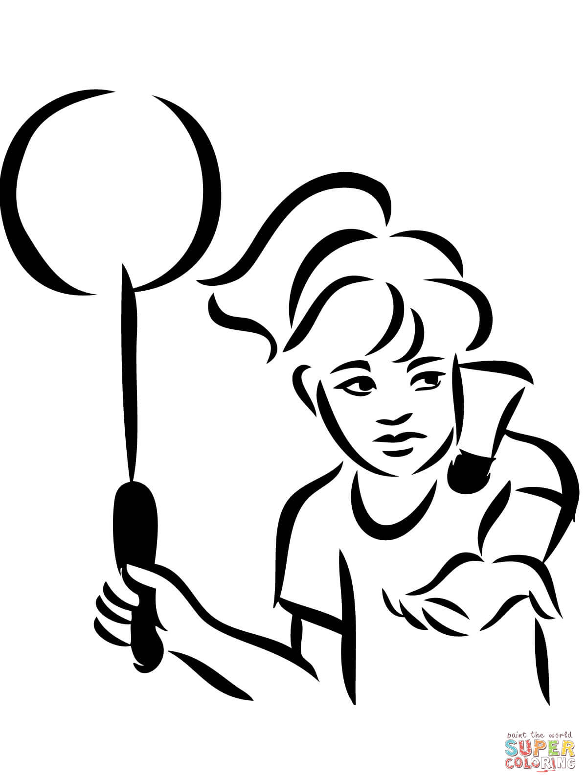 Badminton clipart colouring page. Serve coloring free printable
