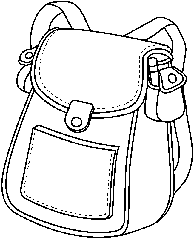 Backpack clipart outline. Bag black and white