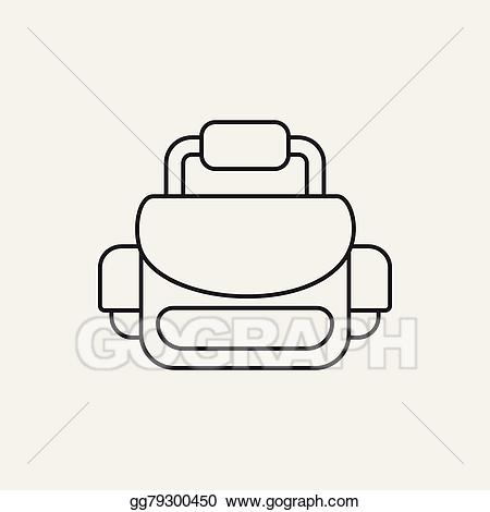 Vector line icon illustration. Bag clipart camera bag
