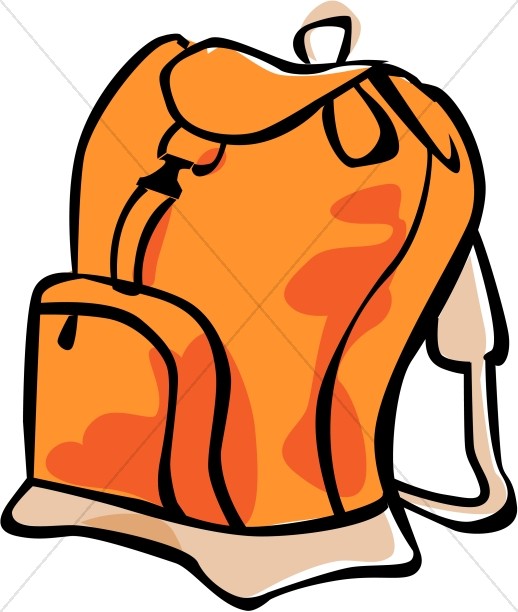 Orange book bag christian. Bookbag clipart classroom