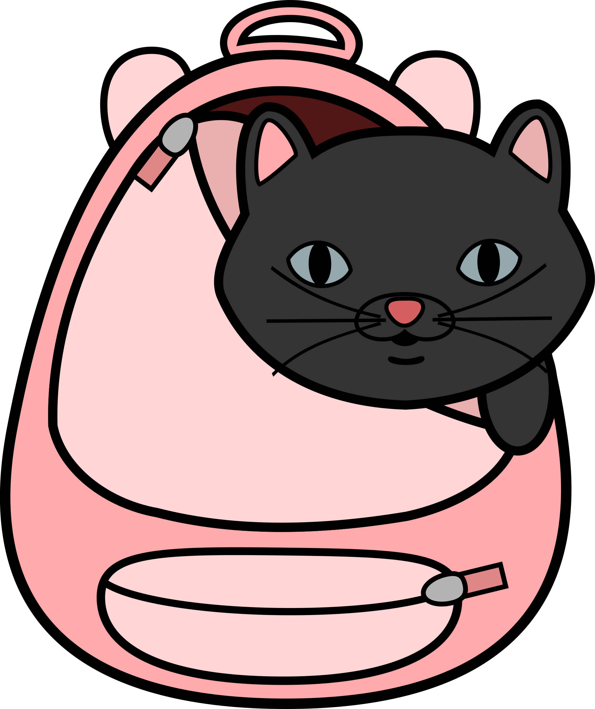 Cat in a bag. Wallet clipart animated